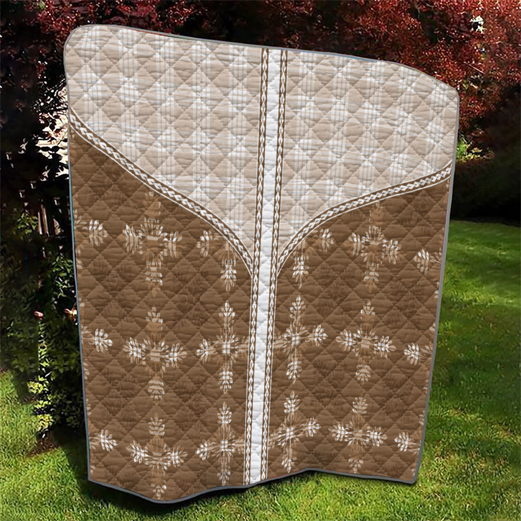Beige Hawaii Paniolo Quilt Motif Quilt