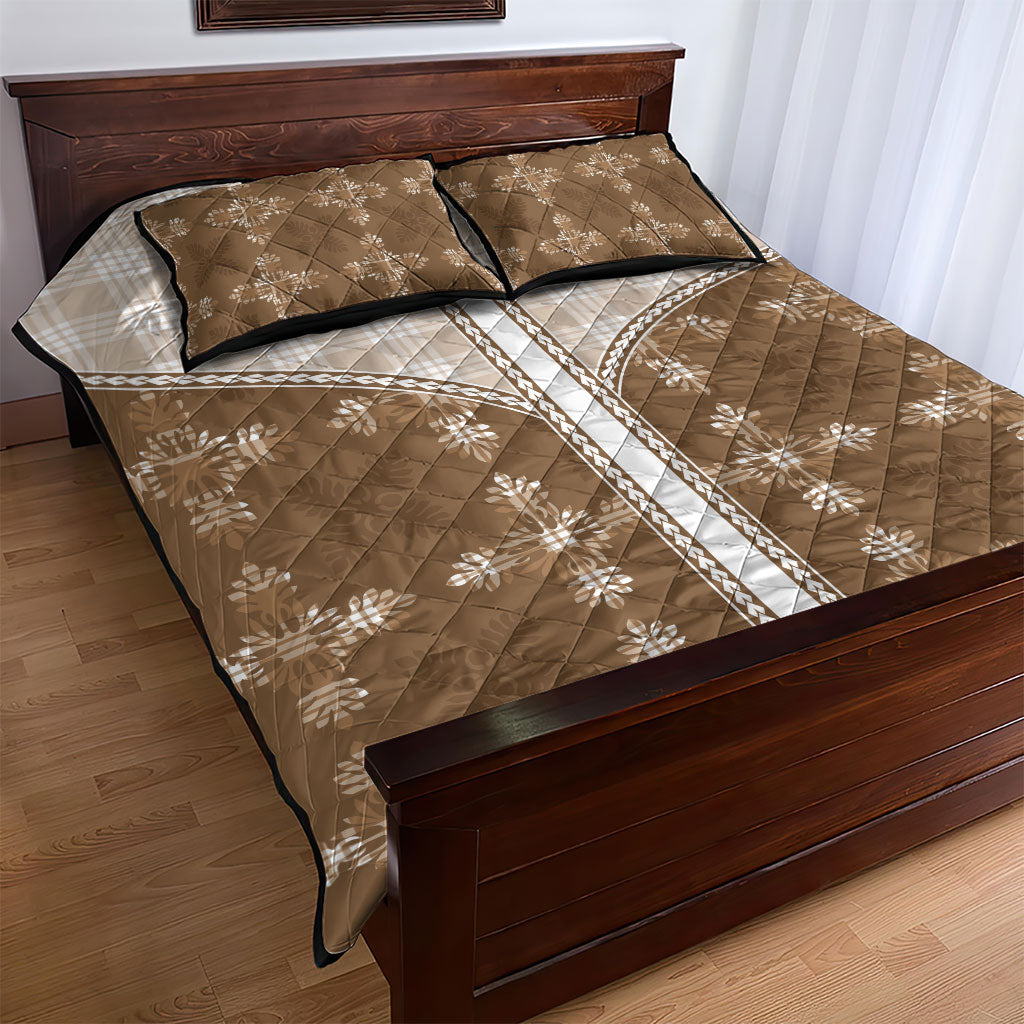 Beige Hawaii Paniolo Quilt Motif Quilt Bed Set