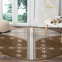 Beige Hawaii Paniolo Quilt Motif Round Carpet