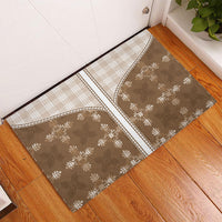 Beige Hawaii Paniolo Quilt Motif Rubber Doormat