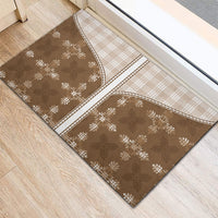 Beige Hawaii Paniolo Quilt Motif Rubber Doormat