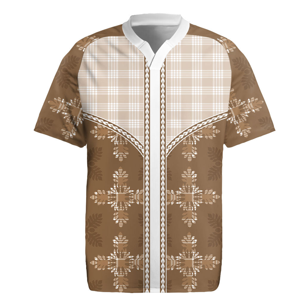 Beige Hawaii Paniolo Quilt Motif Rugby Jersey