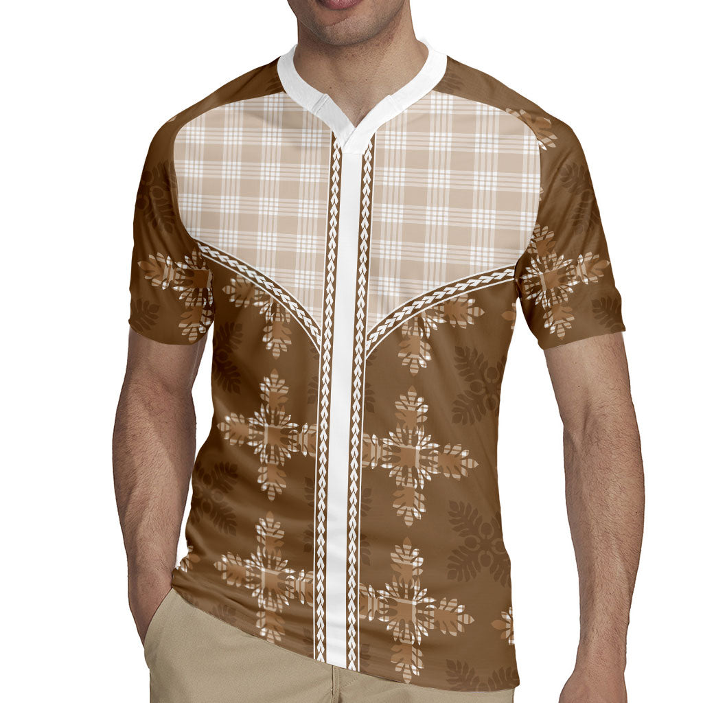 Beige Hawaii Paniolo Quilt Motif Rugby Jersey