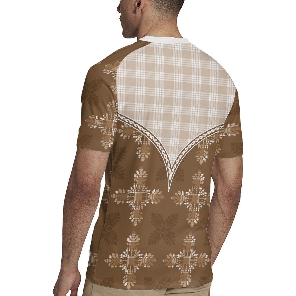 Beige Hawaii Paniolo Quilt Motif Rugby Jersey