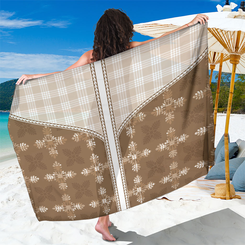 Beige Hawaii Paniolo Quilt Motif Sarong
