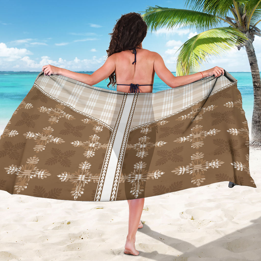 Beige Hawaii Paniolo Quilt Motif Sarong