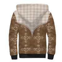Beige Hawaii Paniolo Quilt Motif Sherpa Hoodie