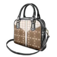 Beige Hawaii Paniolo Quilt Motif Shoulder Handbag