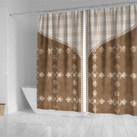 Beige Hawaii Paniolo Quilt Motif Shower Curtain