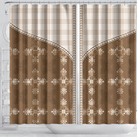Beige Hawaii Paniolo Quilt Motif Shower Curtain