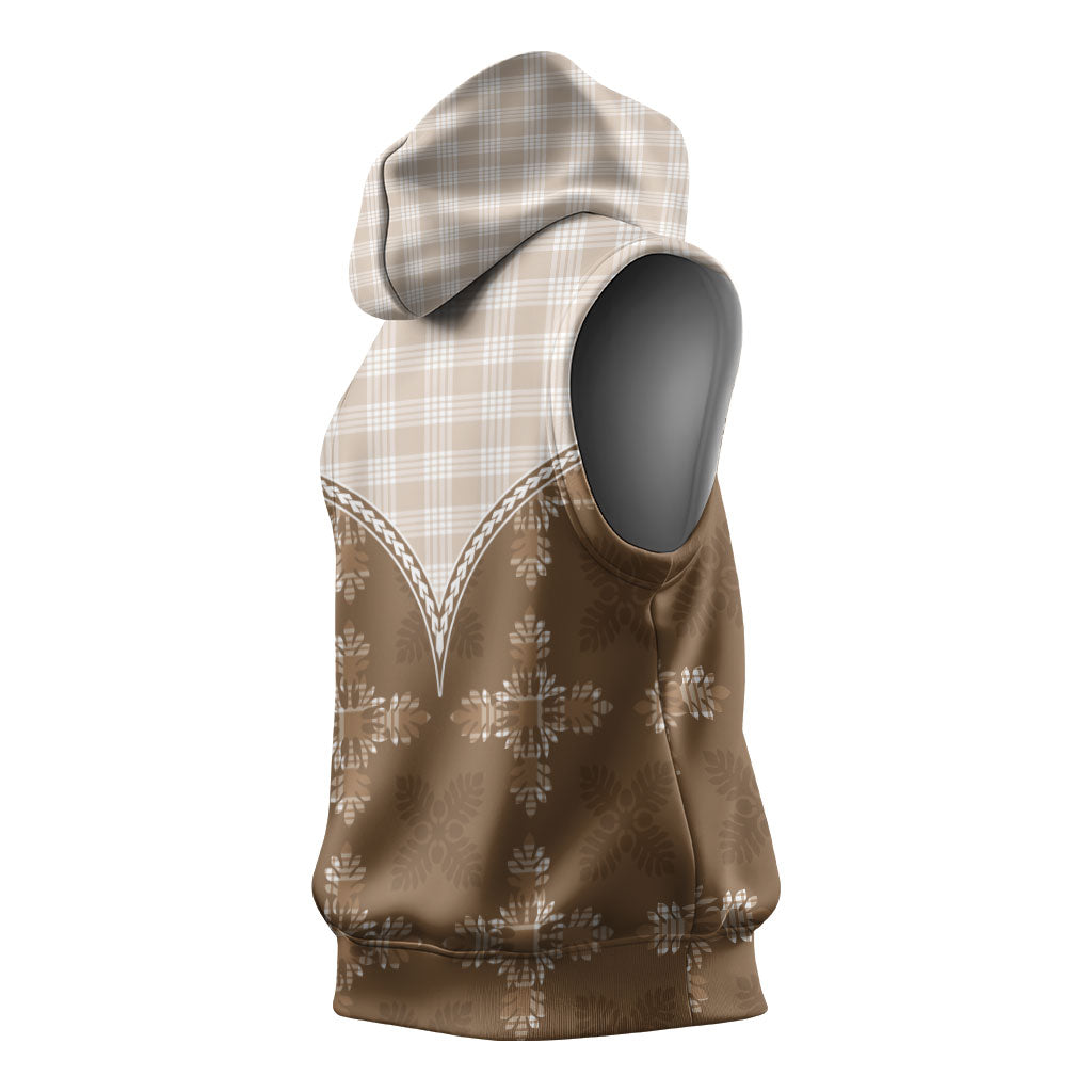 Beige Hawaii Paniolo Quilt Motif Sleeveless Hoodie