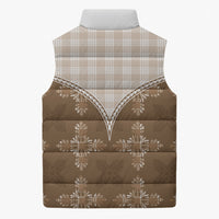 Beige Hawaii Paniolo Quilt Motif Sleeveless Puffer Jacket