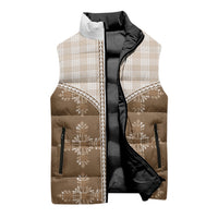Beige Hawaii Paniolo Quilt Motif Sleeveless Puffer Jacket
