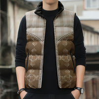 Beige Hawaii Paniolo Quilt Motif Sleeveless Puffer Jacket