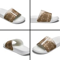 Beige Hawaii Paniolo Quilt Motif Slide Sandals