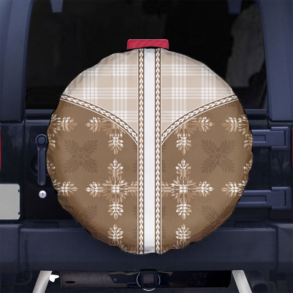 Beige Hawaii Paniolo Quilt Motif Spare Tire Cover