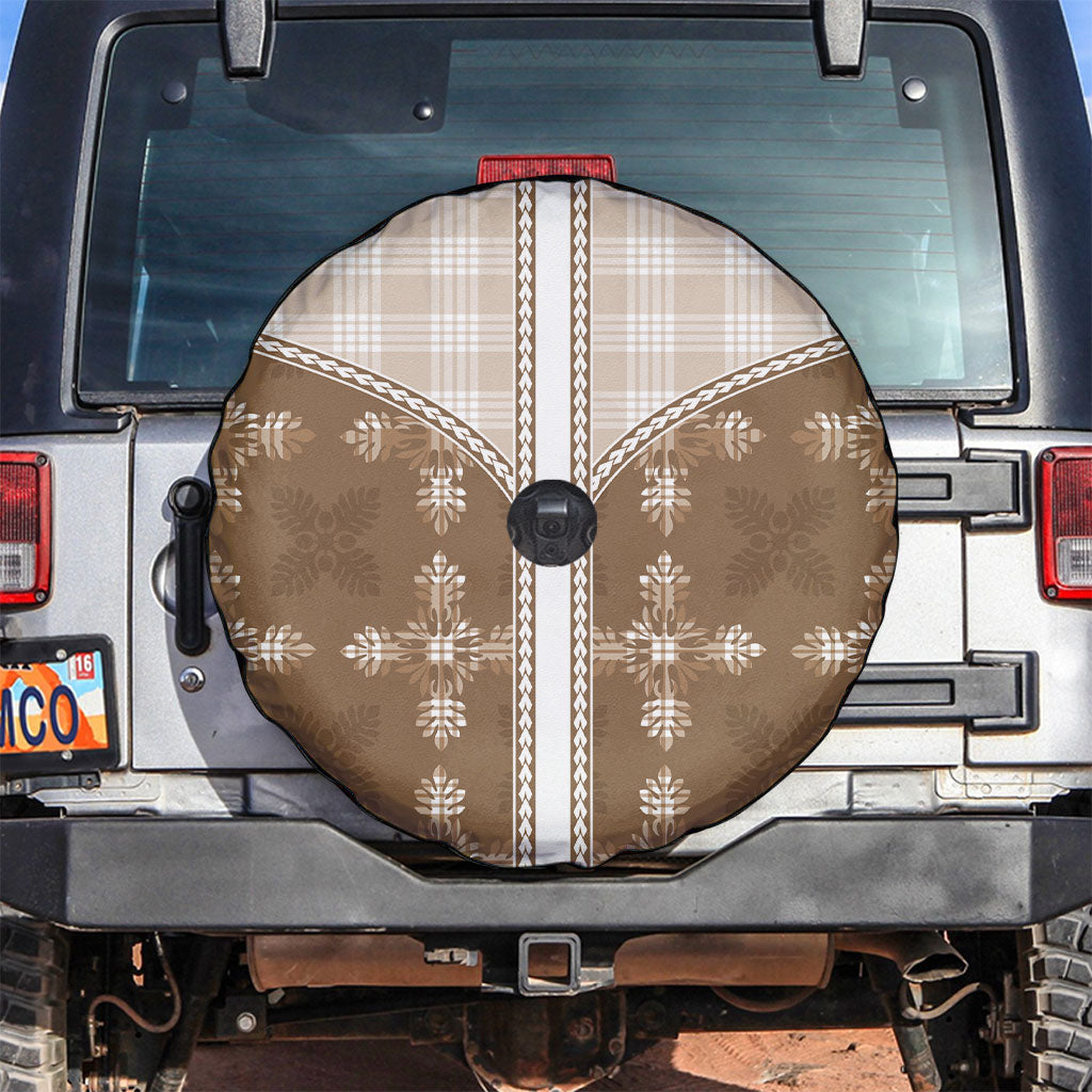 Beige Hawaii Paniolo Quilt Motif Spare Tire Cover