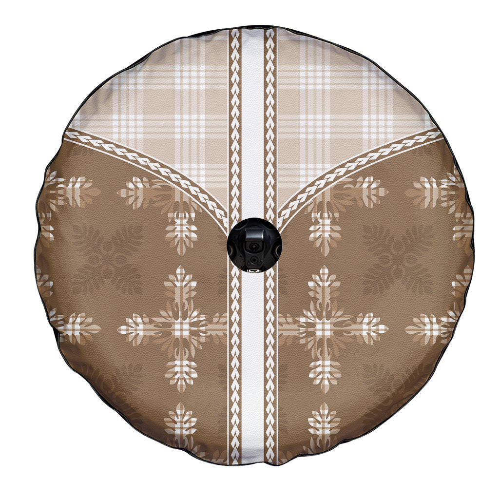 Beige Hawaii Paniolo Quilt Motif Spare Tire Cover