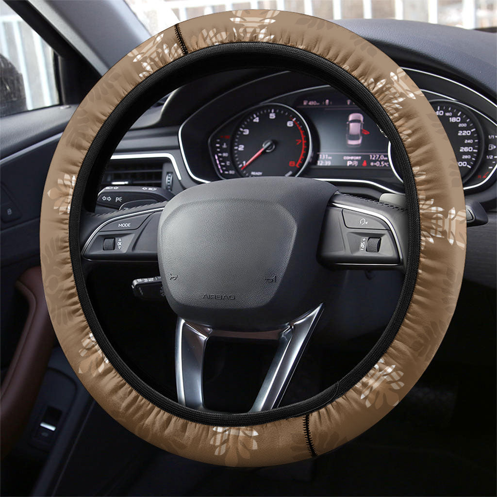 Beige Hawaii Paniolo Quilt Motif Steering Wheel Cover