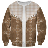 Beige Hawaii Paniolo Quilt Motif Sweatshirt