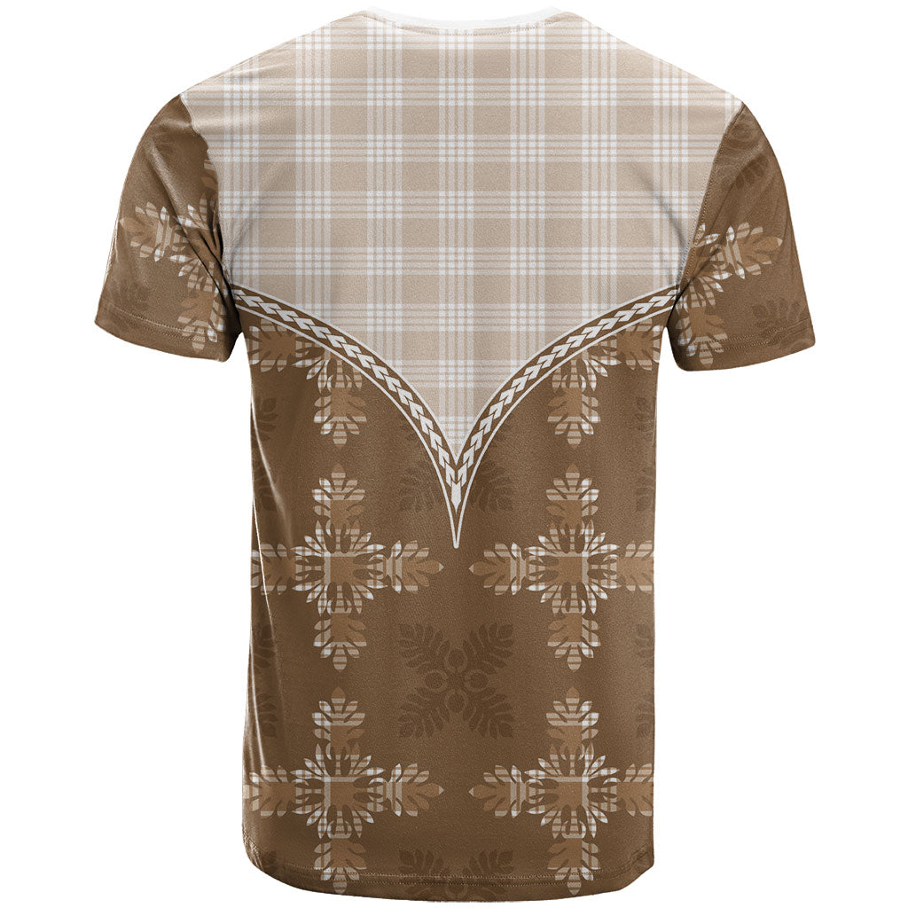 Beige Hawaii Paniolo Quilt Motif T Shirt