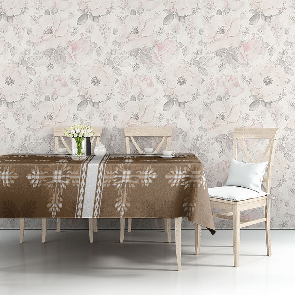 Beige Hawaii Paniolo Quilt Motif Tablecloth