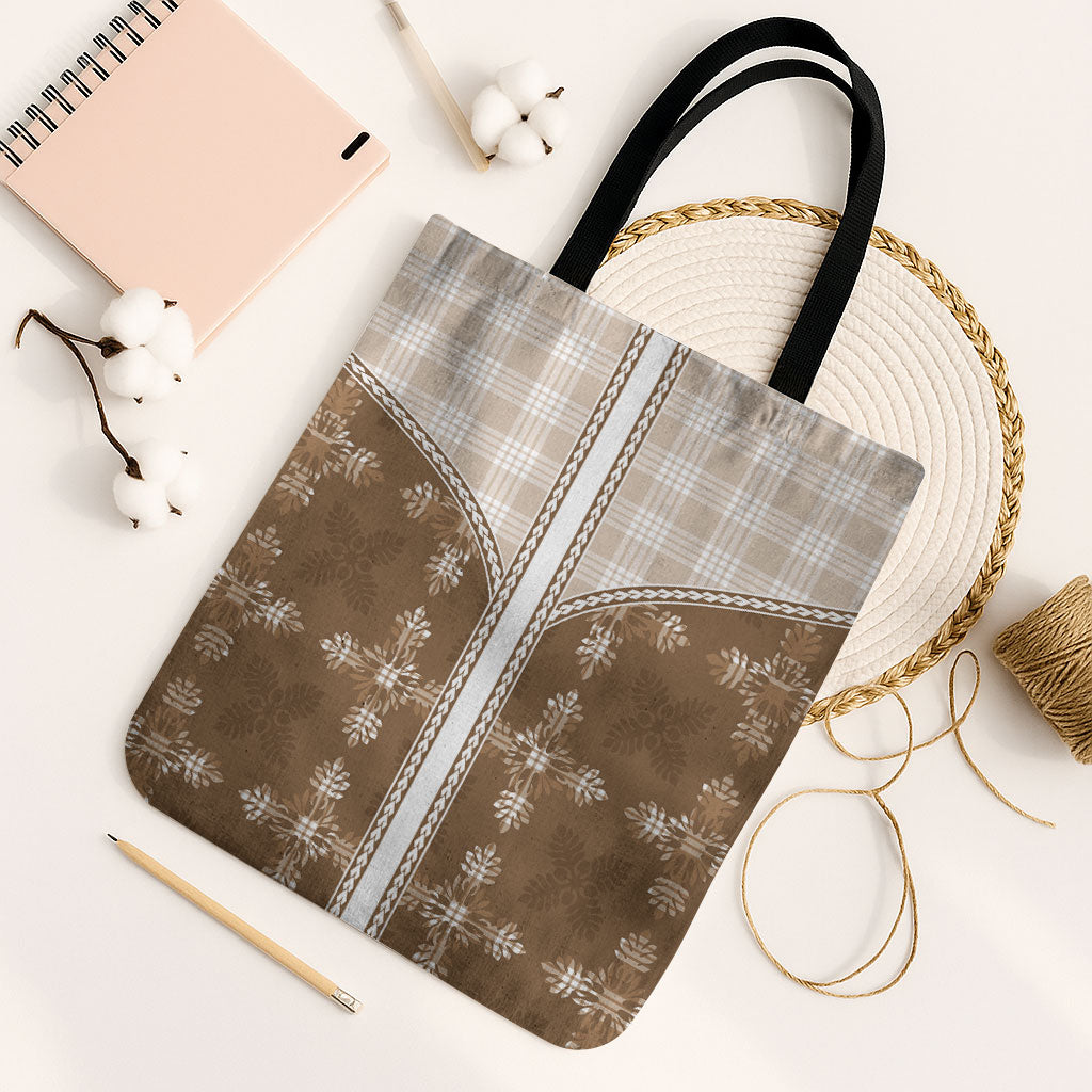 Beige Hawaii Paniolo Quilt Motif Tote Bag