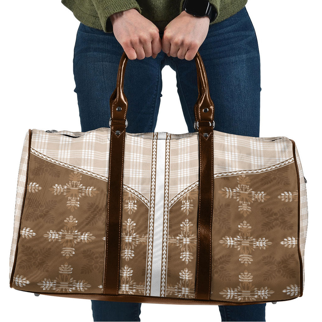Beige Hawaii Paniolo Quilt Motif Travel Bag