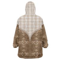 Beige Hawaii Paniolo Quilt Motif Wearable Blanket Hoodie