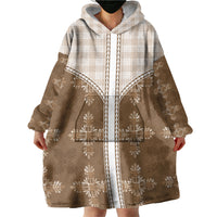 Beige Hawaii Paniolo Quilt Motif Wearable Blanket Hoodie