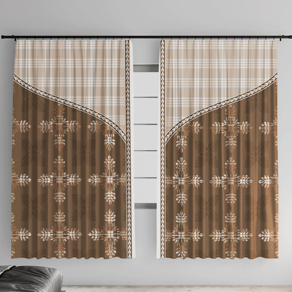 Beige Hawaii Paniolo Quilt Motif Window Curtain