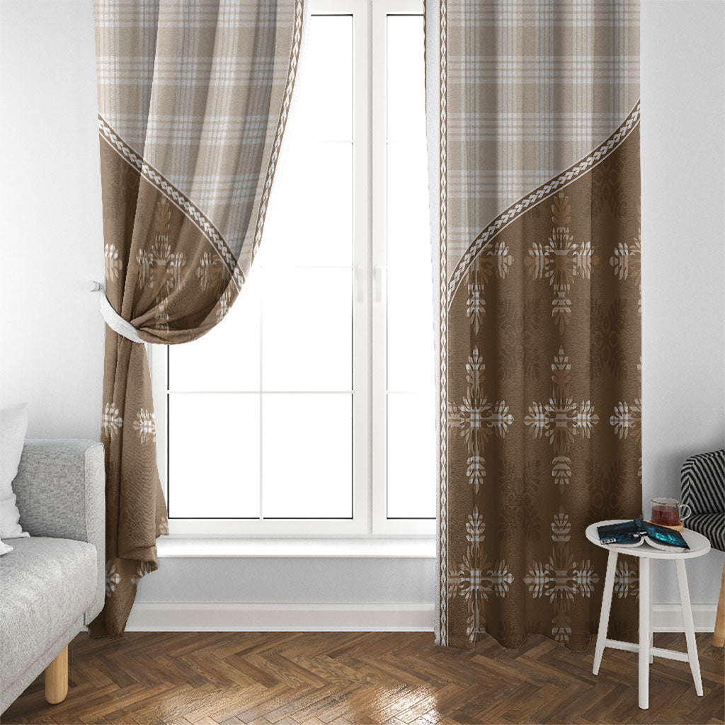 Beige Hawaii Paniolo Quilt Motif Window Curtain
