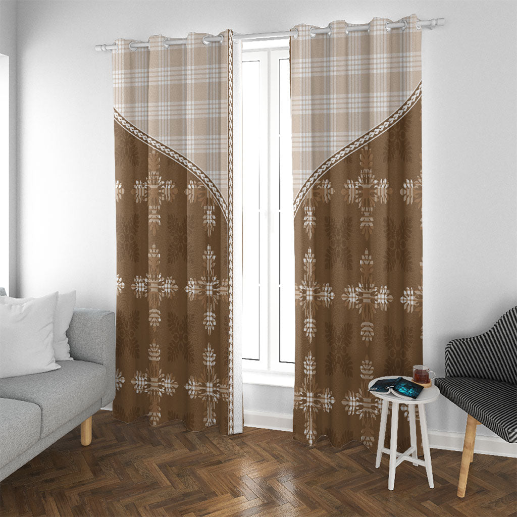 Beige Hawaii Paniolo Quilt Motif Window Curtain