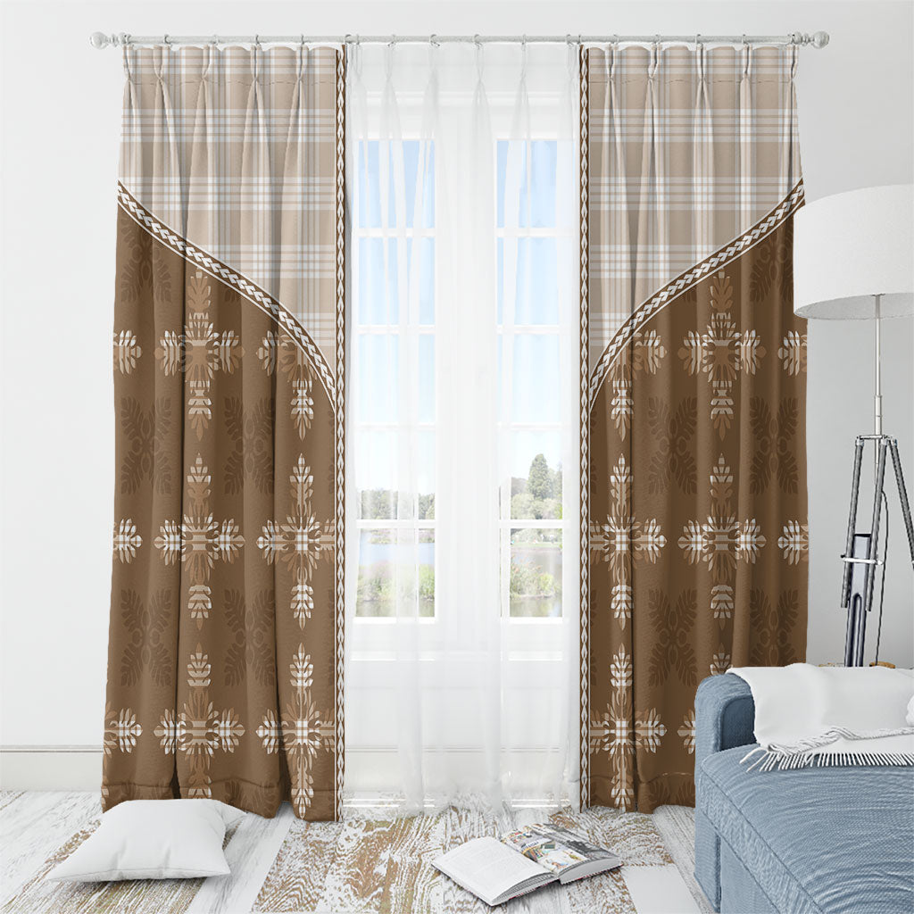 Beige Hawaii Paniolo Quilt Motif Window Curtain
