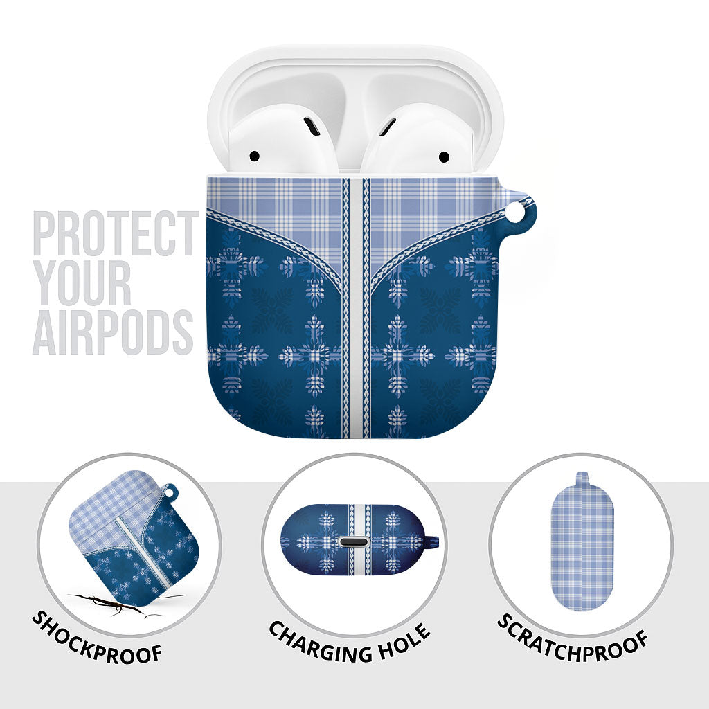 Blue Hawaii Paniolo Quilt Motif AirPods Case
