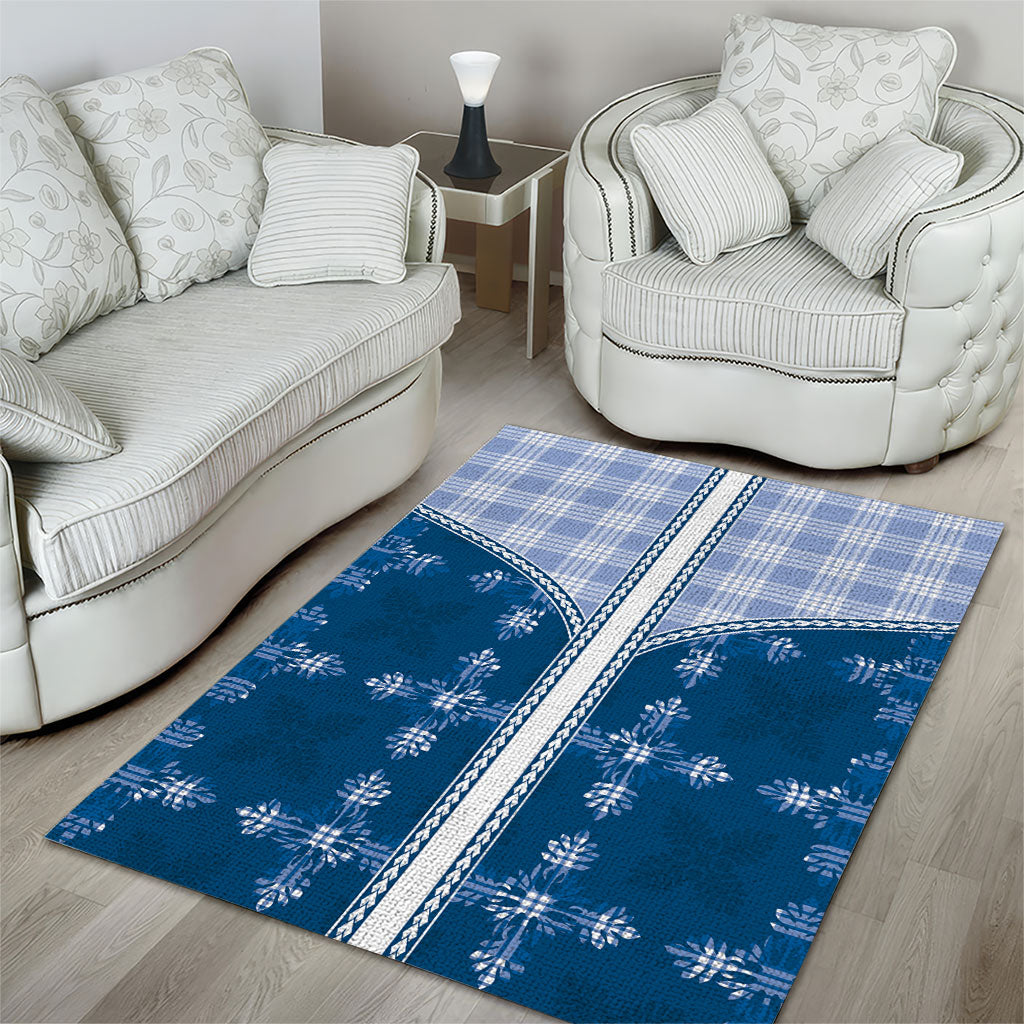 Blue Hawaii Paniolo Quilt Motif Area Rug