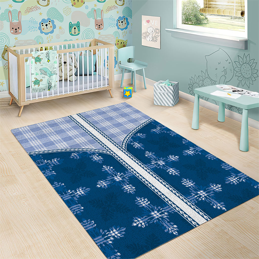 Blue Hawaii Paniolo Quilt Motif Area Rug