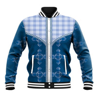 Blue Hawaii Paniolo Quilt Motif Baseball Jacket