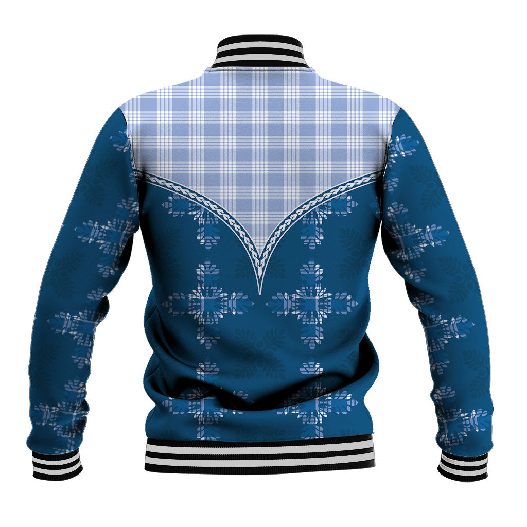 Blue Hawaii Paniolo Quilt Motif Baseball Jacket