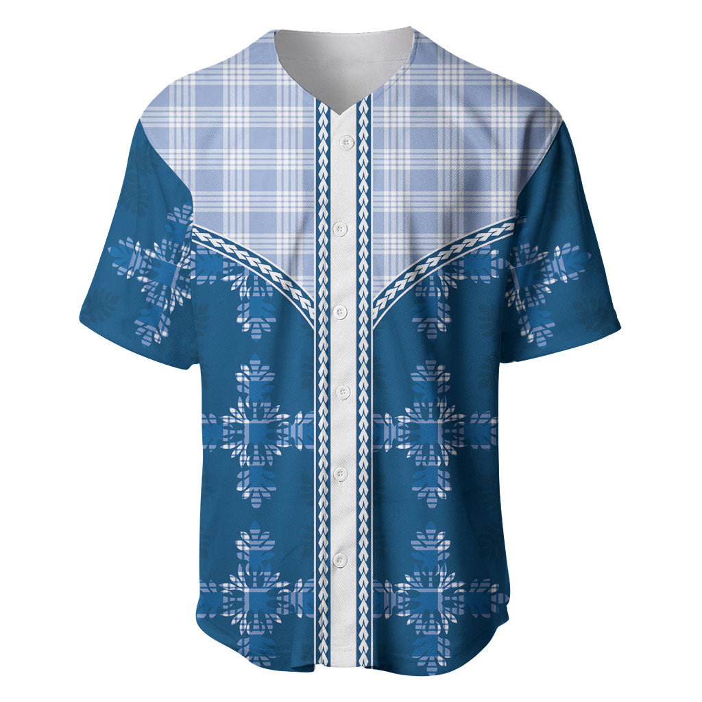 Blue Hawaii Paniolo Quilt Motif Baseball Jersey