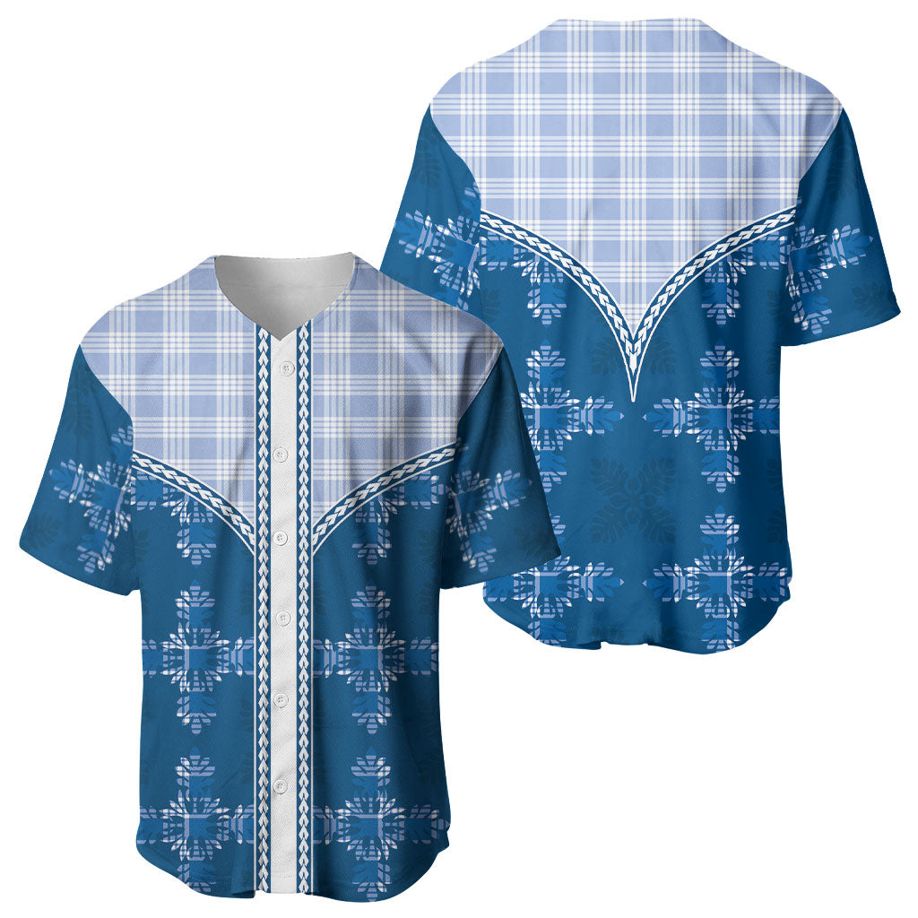Blue Hawaii Paniolo Quilt Motif Baseball Jersey