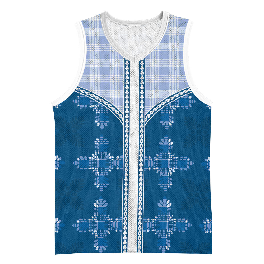 Blue Hawaii Paniolo Quilt Motif Basketball Jersey