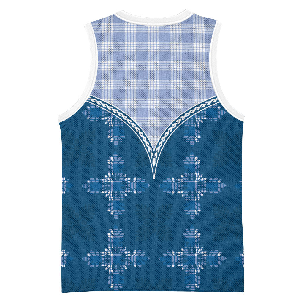 Blue Hawaii Paniolo Quilt Motif Basketball Jersey