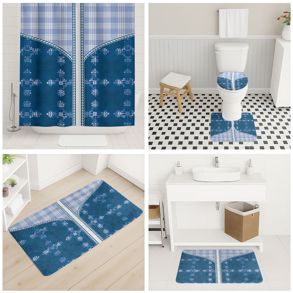 Blue Hawaii Paniolo Quilt Motif Bathroom Set
