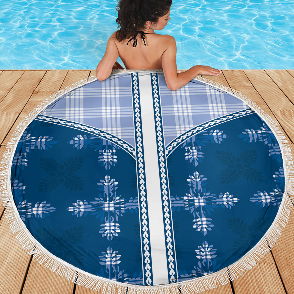 Blue Hawaii Paniolo Quilt Motif Beach Blanket