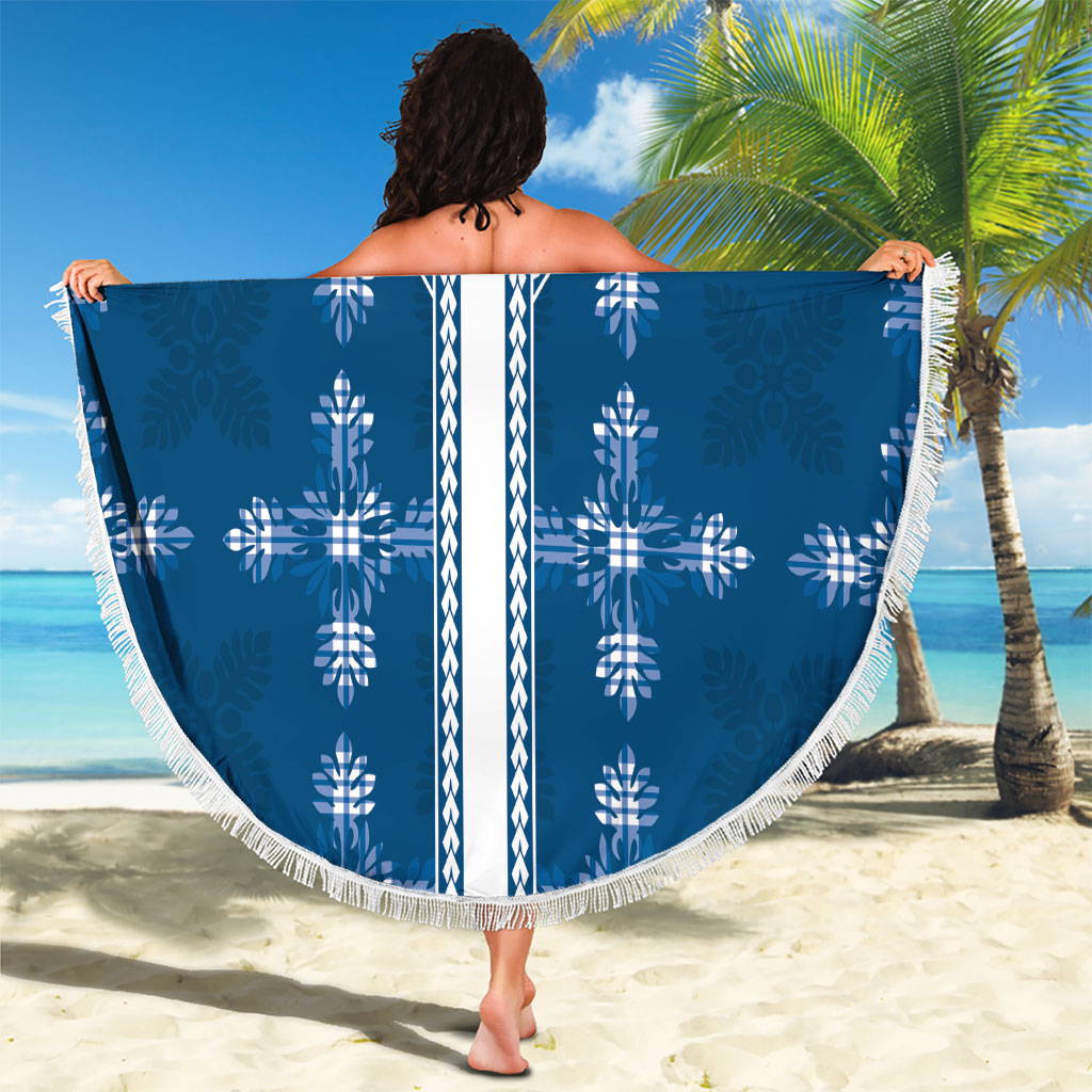 Blue Hawaii Paniolo Quilt Motif Beach Blanket