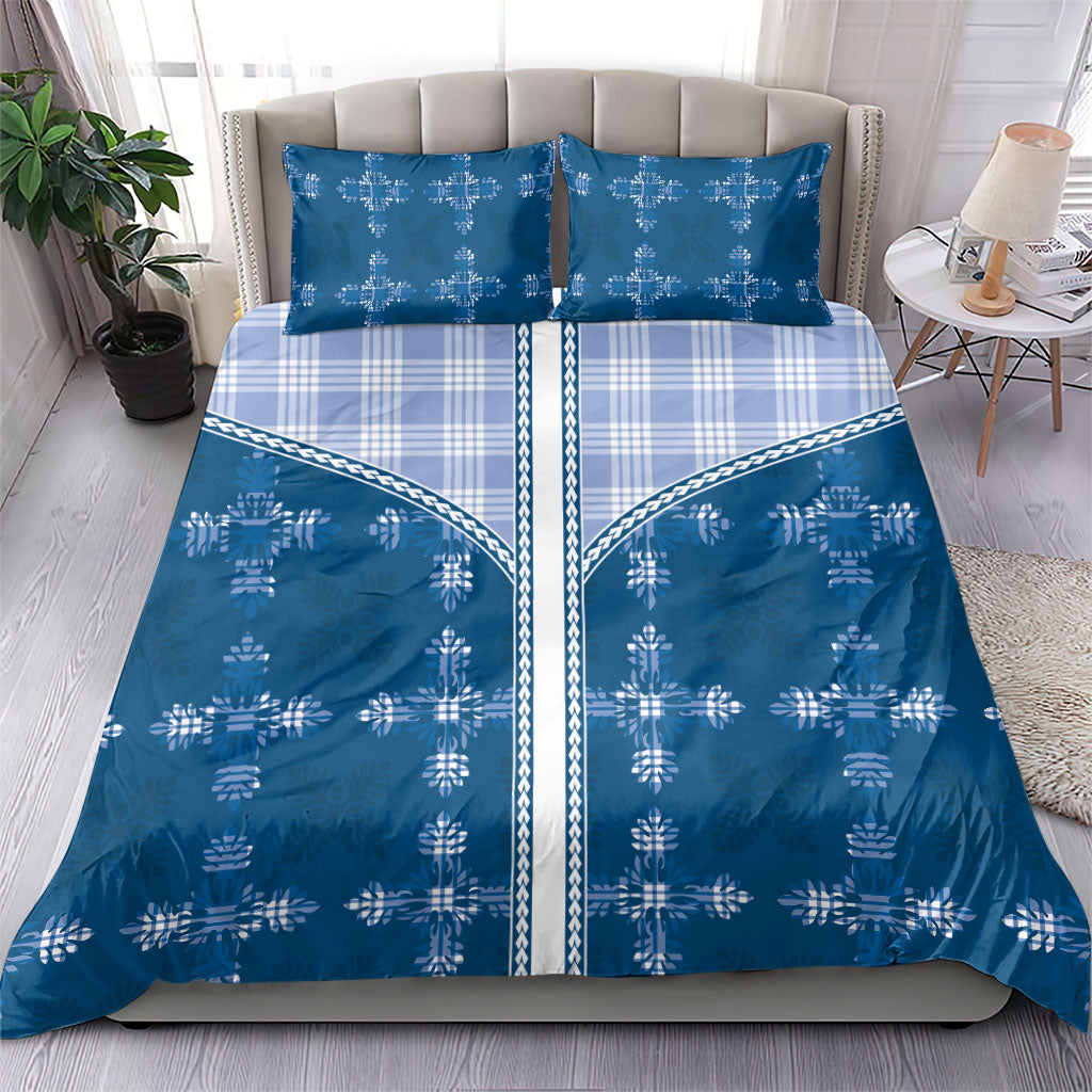 Blue Hawaii Paniolo Quilt Motif Bedding Set