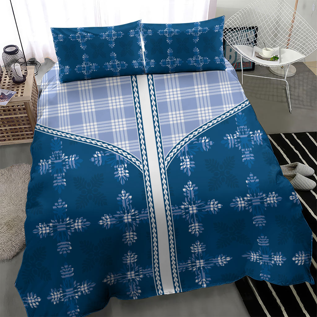 Blue Hawaii Paniolo Quilt Motif Bedding Set