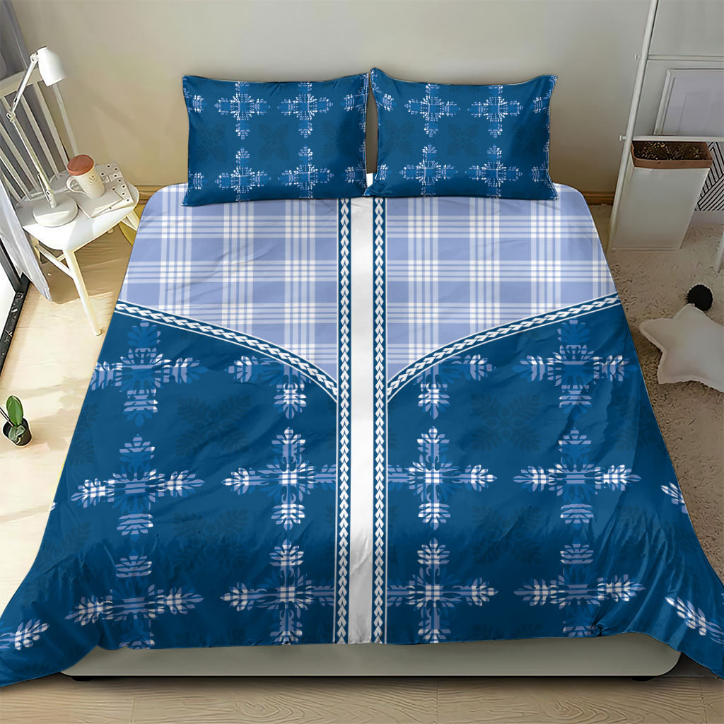 Blue Hawaii Paniolo Quilt Motif Bedding Set