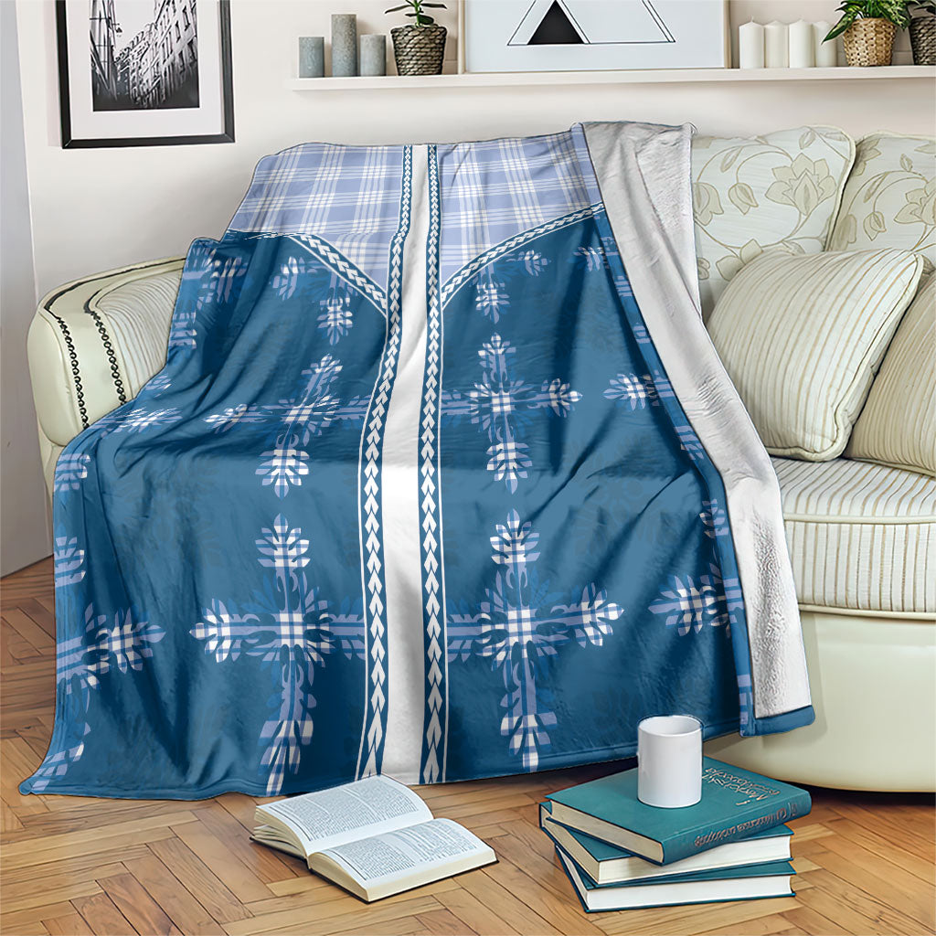 Blue Hawaii Paniolo Quilt Motif Blanket LT05 Blue - Polynesian Pride